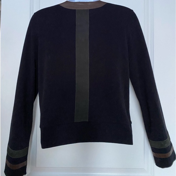 Rozae Nichols Cardigan Leather & Suede Accents Sphere Metallic Buttons Size S - Picture 7 of 9